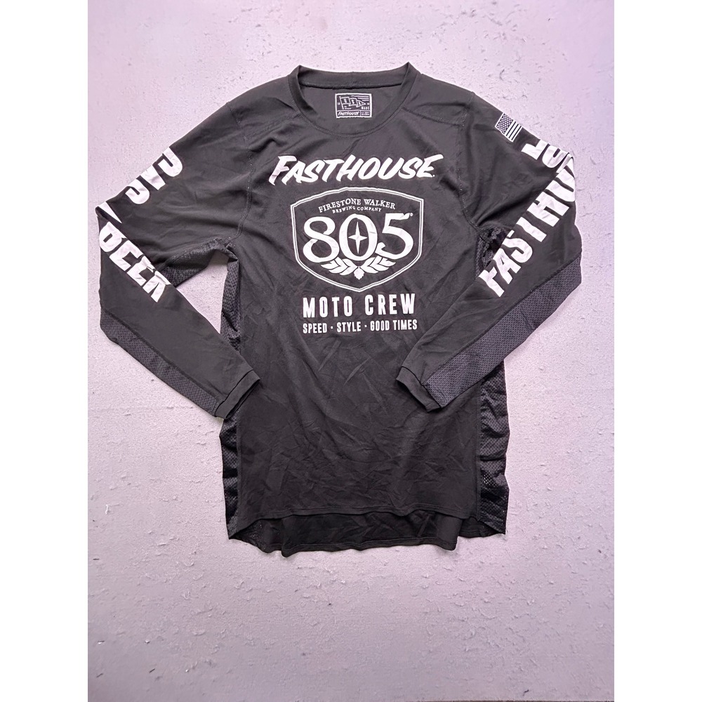 Fasthouse Moto Crew Jersey Polyester Spandex Black Large Mens